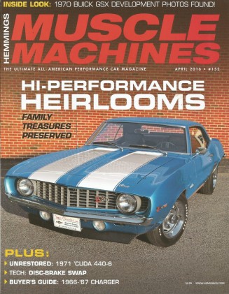 HEMMINGS MUSCLE MACHINES 2016 APR - GSX DESIGN, 440-6 CUDA, Z/28